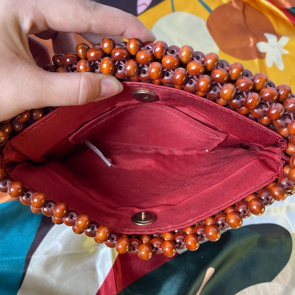 Vintage Japanese Wood Beaded Bag 🧮 - Picture 6 of 7